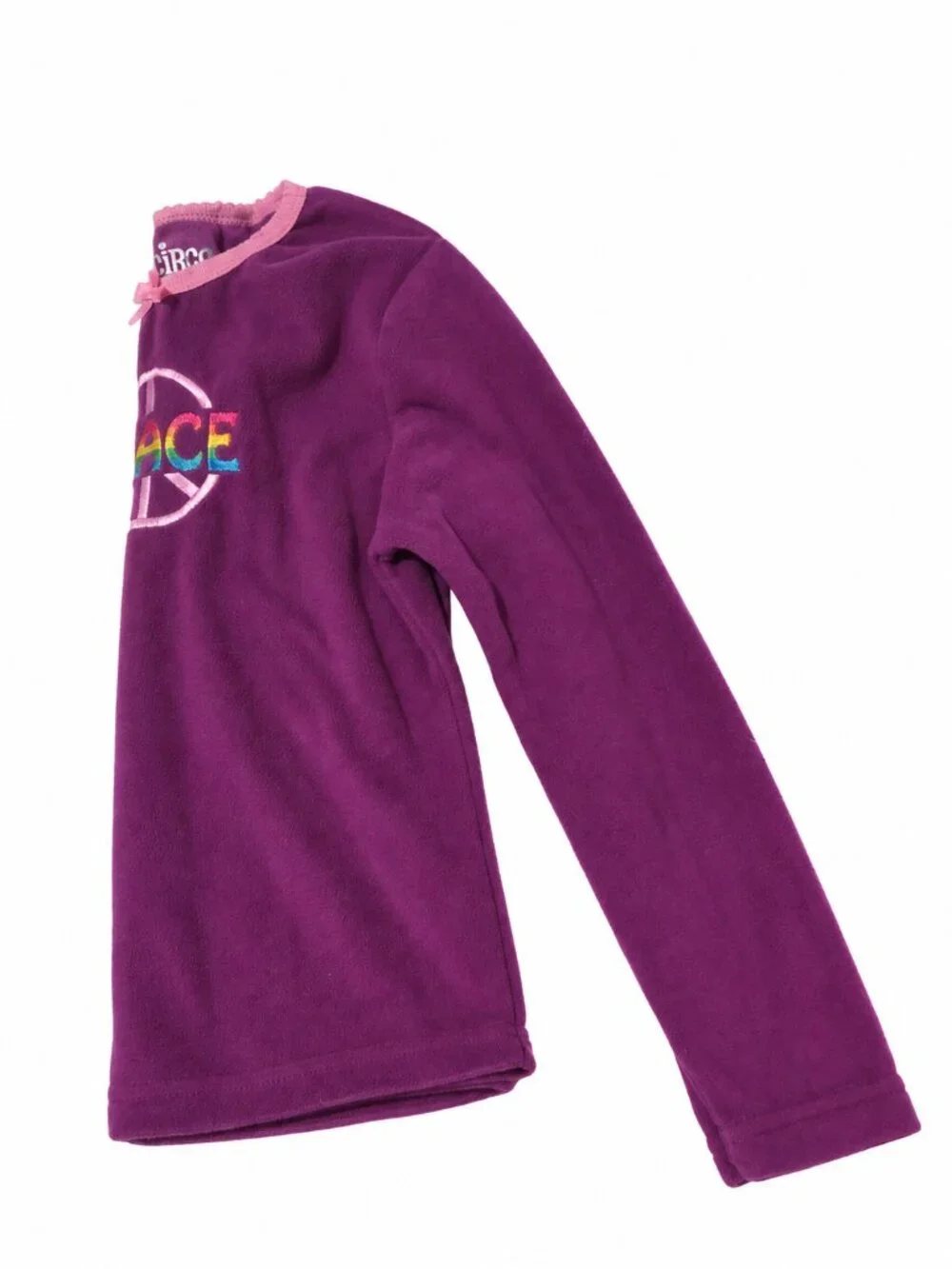 Circo Girls Peace Fleece Pajama Top Purple Size M Flame Resistant